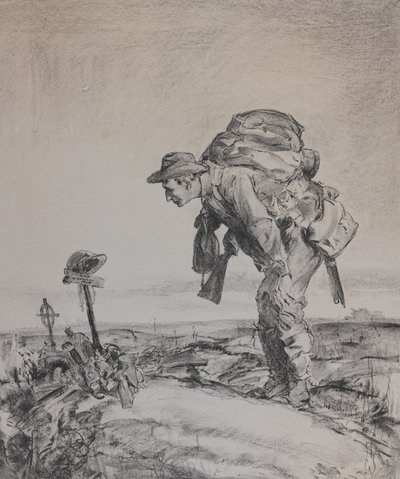 1917年の古い小隊の1つ（紙にリソ） 作： Will Dyson